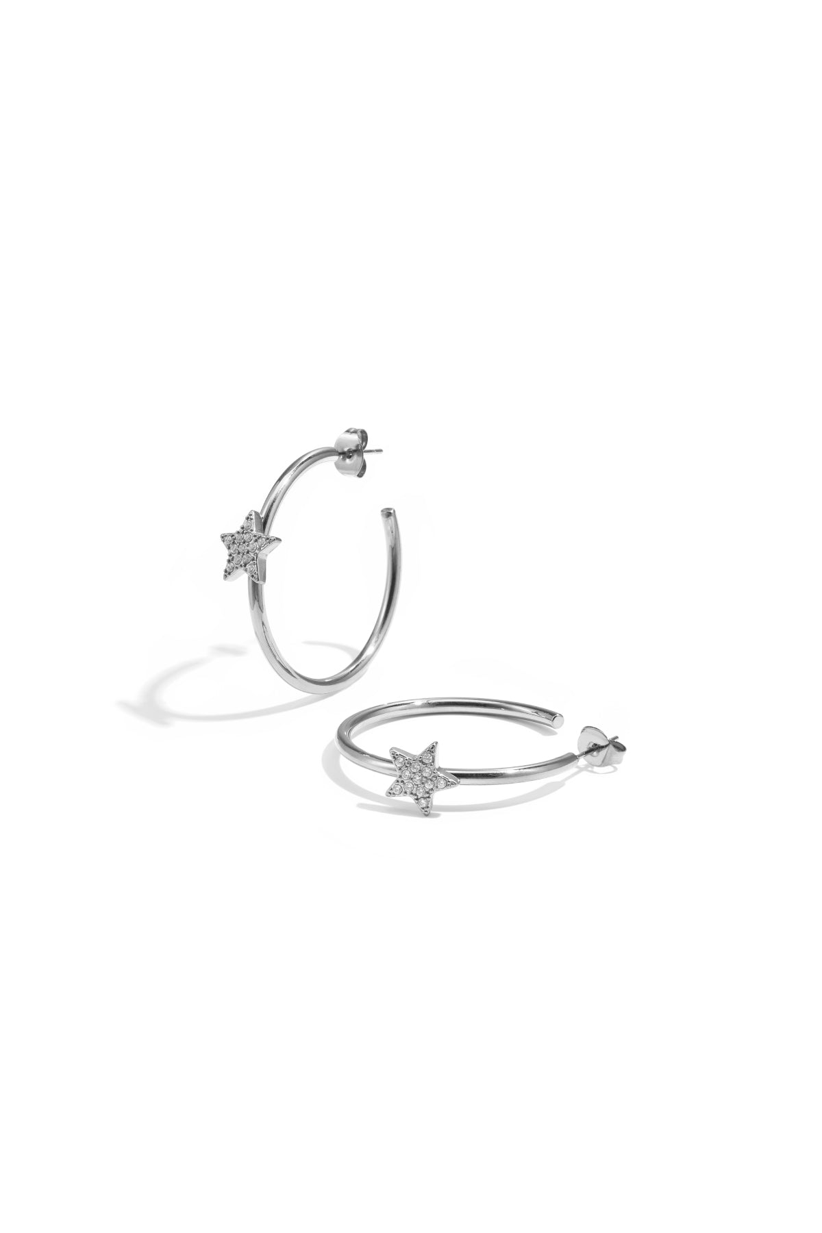 Boucles d'oreilles pour femmes en acier inoxydable avec motif étoile – dorées et argentées
