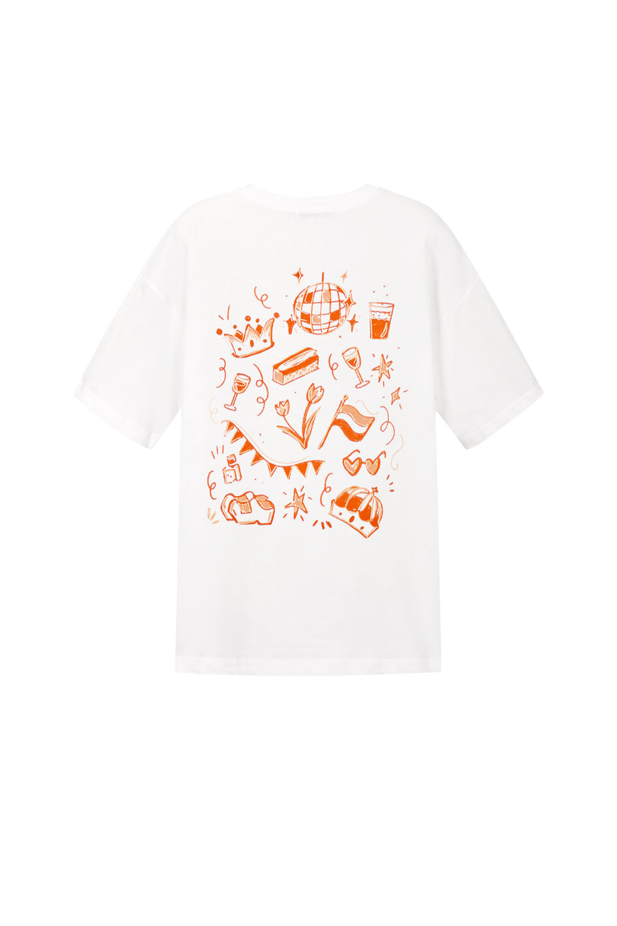 Dames wit katoenen T-shirt met kroonprint