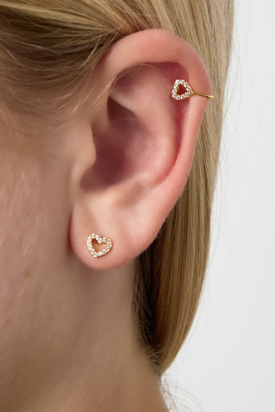 Boucle d'oreille non percée en forme de cœur en cuivre pour femme – coloris or et argent