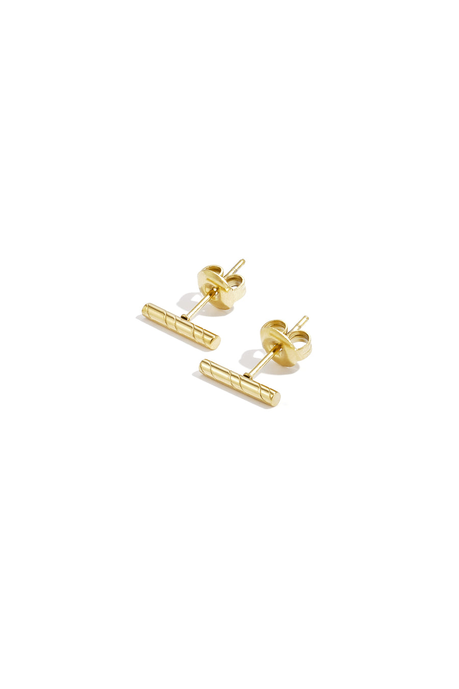 Women's Stainless Steel Stud Earrings with Line Design – Gold and Silver-toned