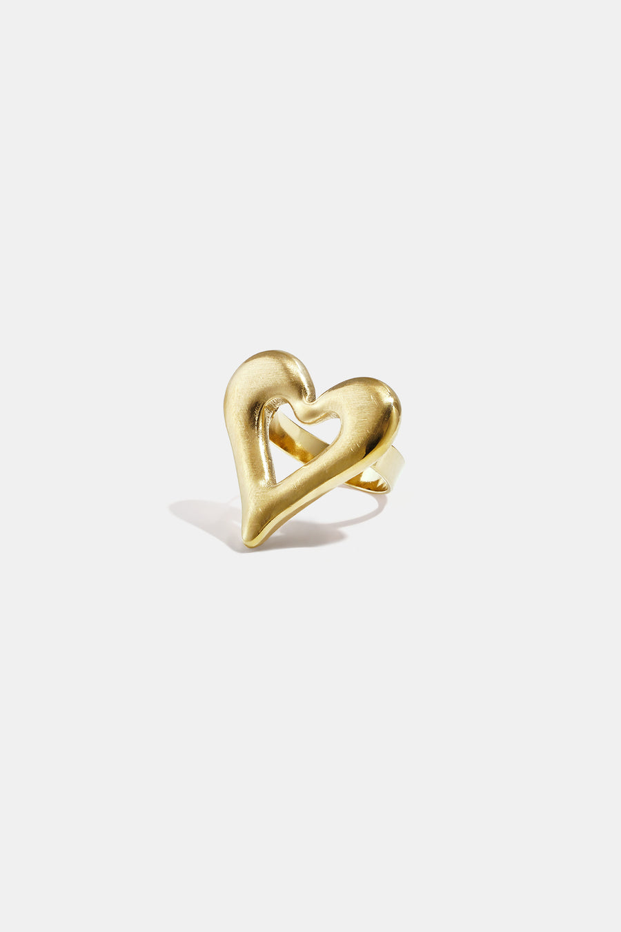 Bague tendance pour femme en acier inoxydable 304 avec cœur – couleur or