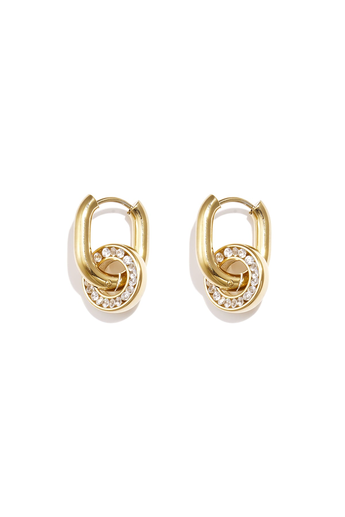 Boucles d'oreilles pendantes rondes en acier inoxydable doré pour femmes