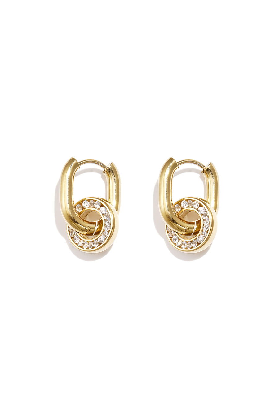 Women's Drop Earrings Stainless Steel Round Shape - Gold Tone