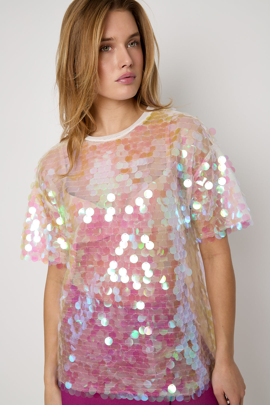 Dames T-shirt met pailletten – productfoto 3