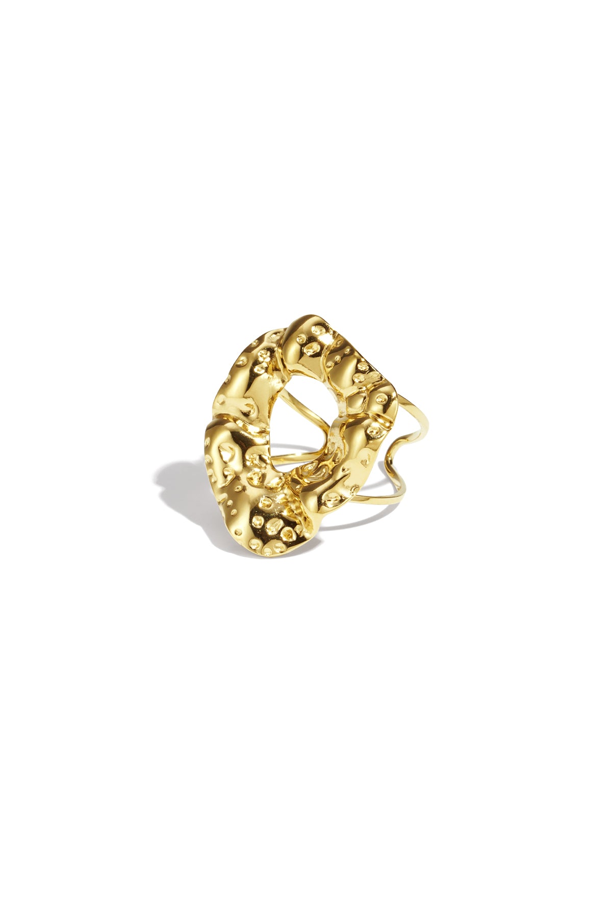 Bague de déclaration pour femme en acier inoxydable de forme organique – couleur or