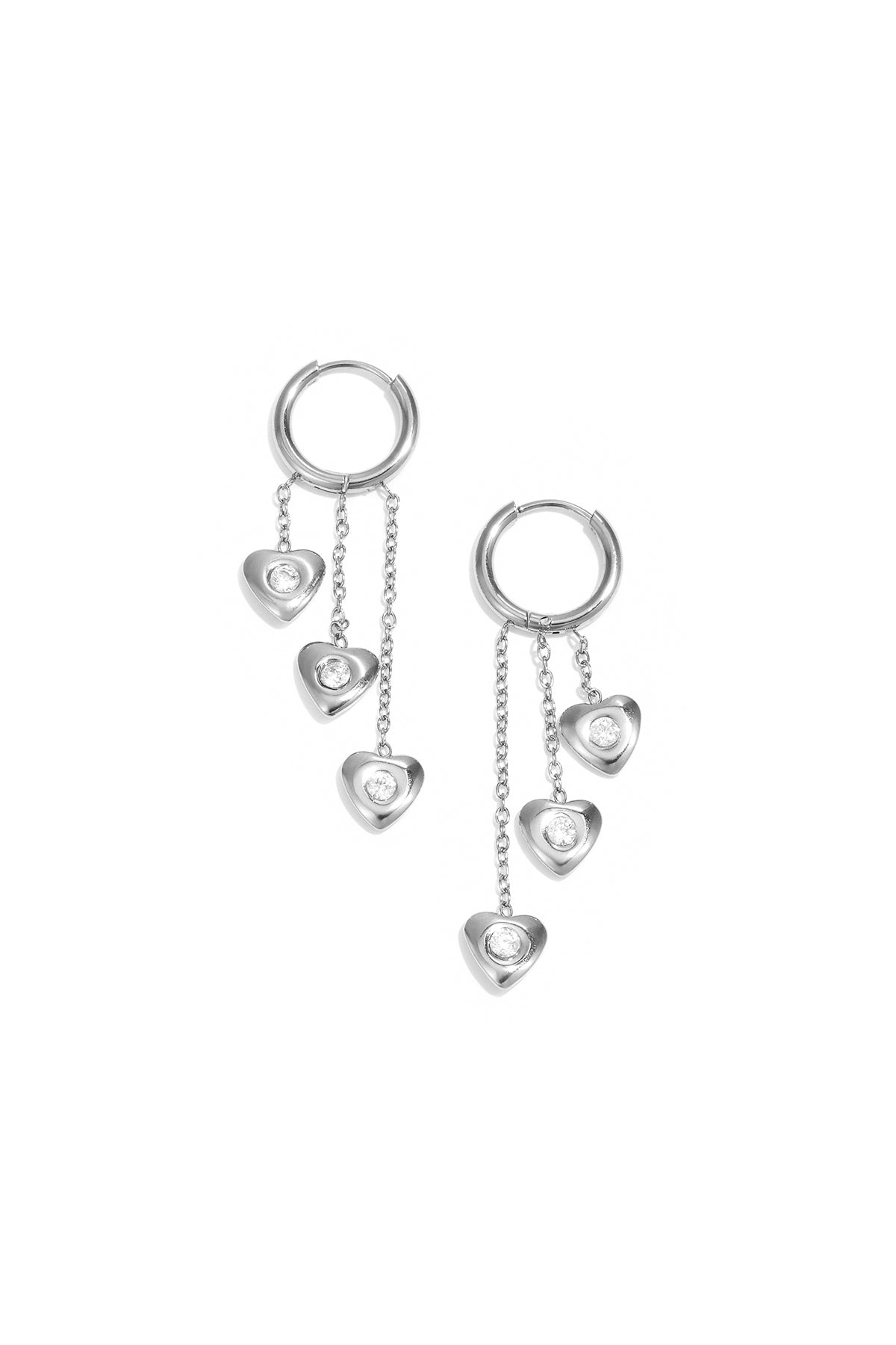 Boucles d'oreilles pendantes en acier inoxydable en forme de cœur pour femme – doré