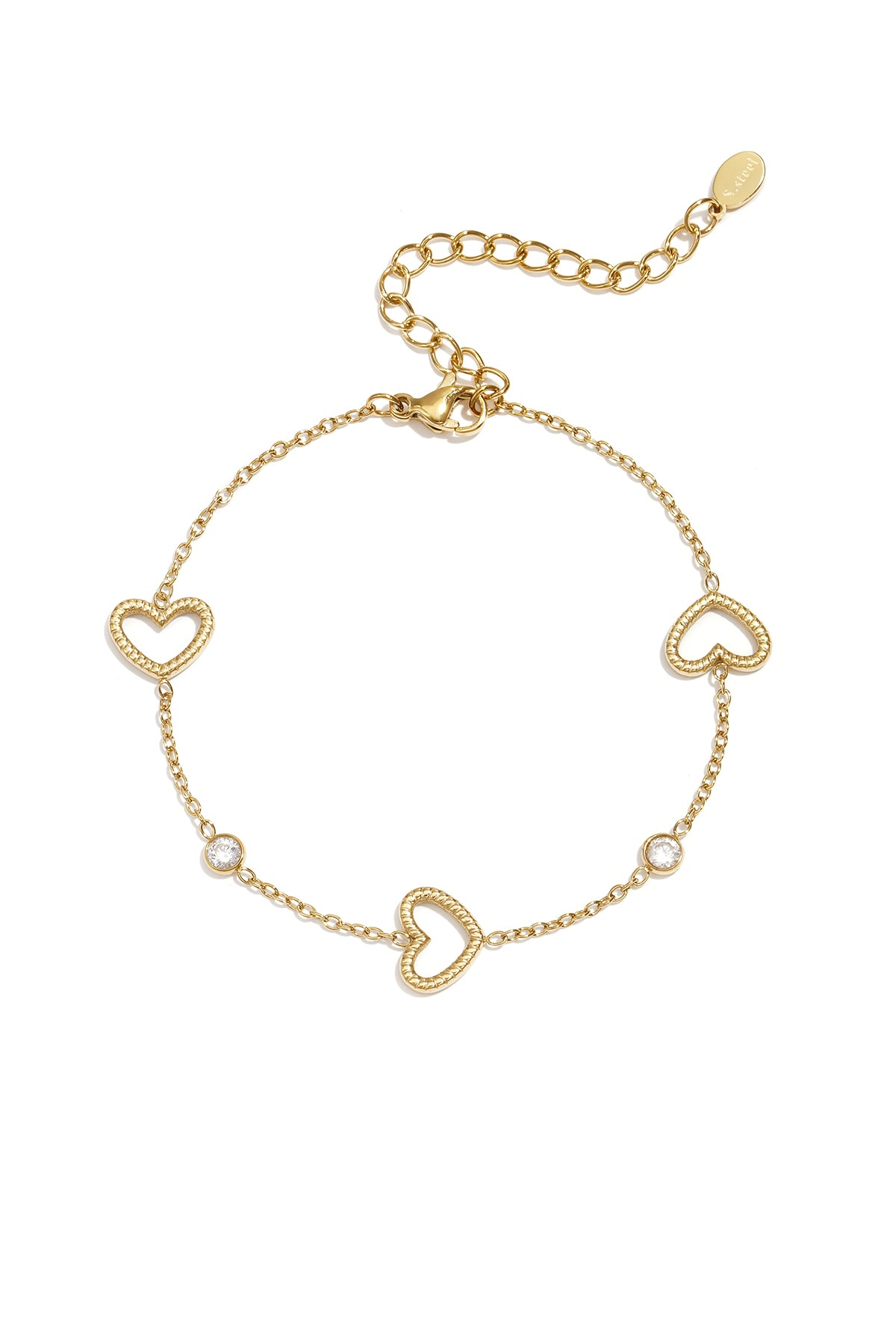 Bracelet à breloques pour femme en acier inoxydable avec cœur – doré et argenté