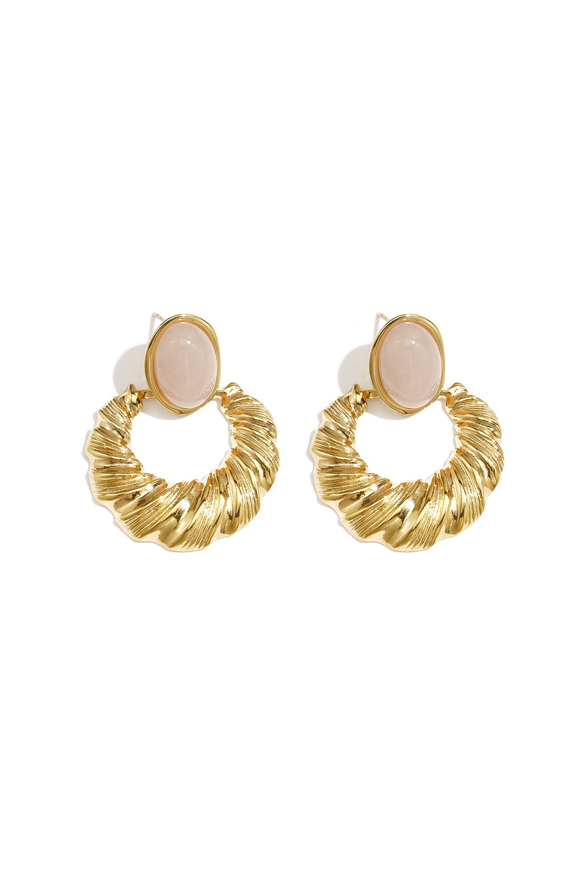 Boucles d'oreilles pendantes en acier inoxydable de forme organique pour femmes – beiges