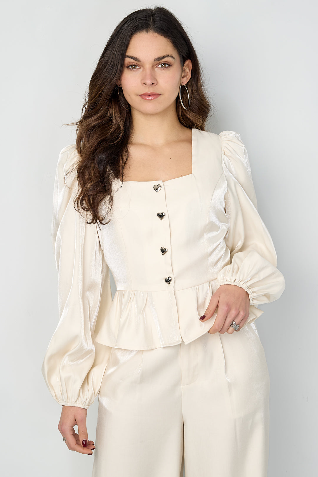 Dames Velvet Kiss top in roze of gebroken wit – productfoto 2