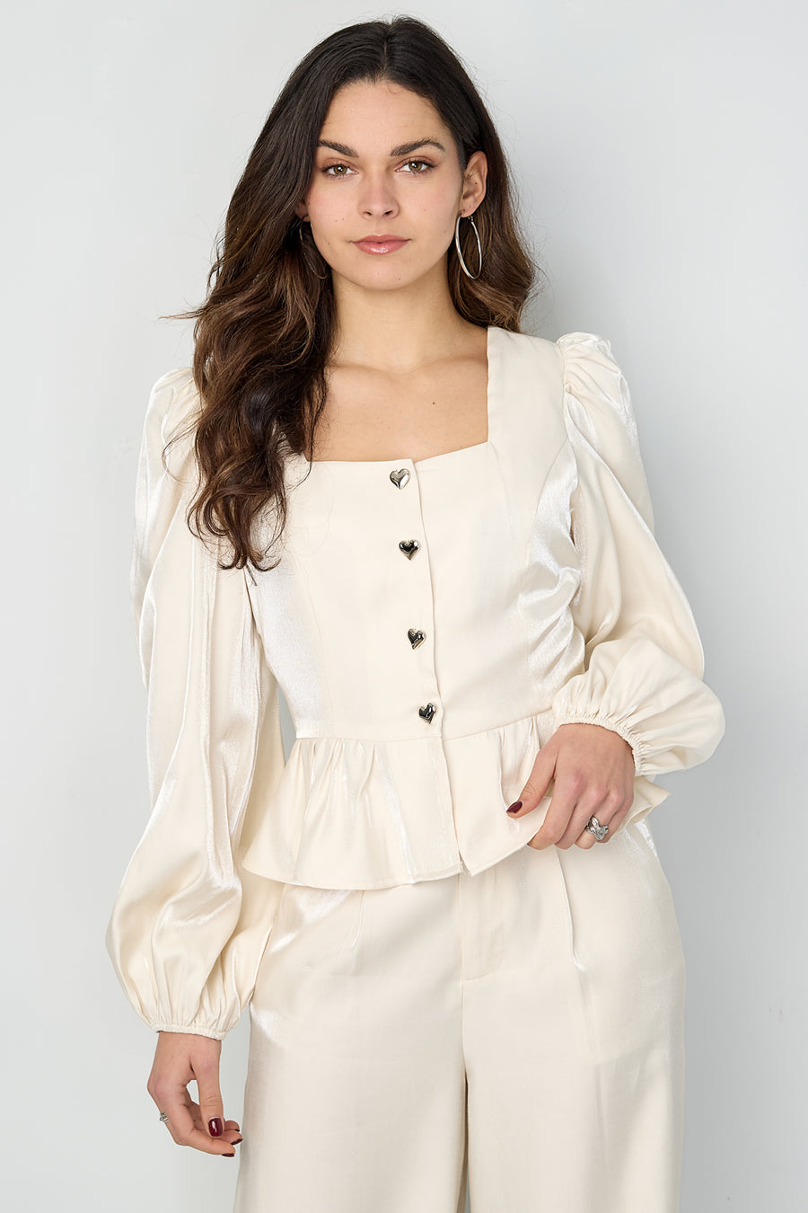 Dames Velvet Kiss top in roze of gebroken wit – productfoto 2