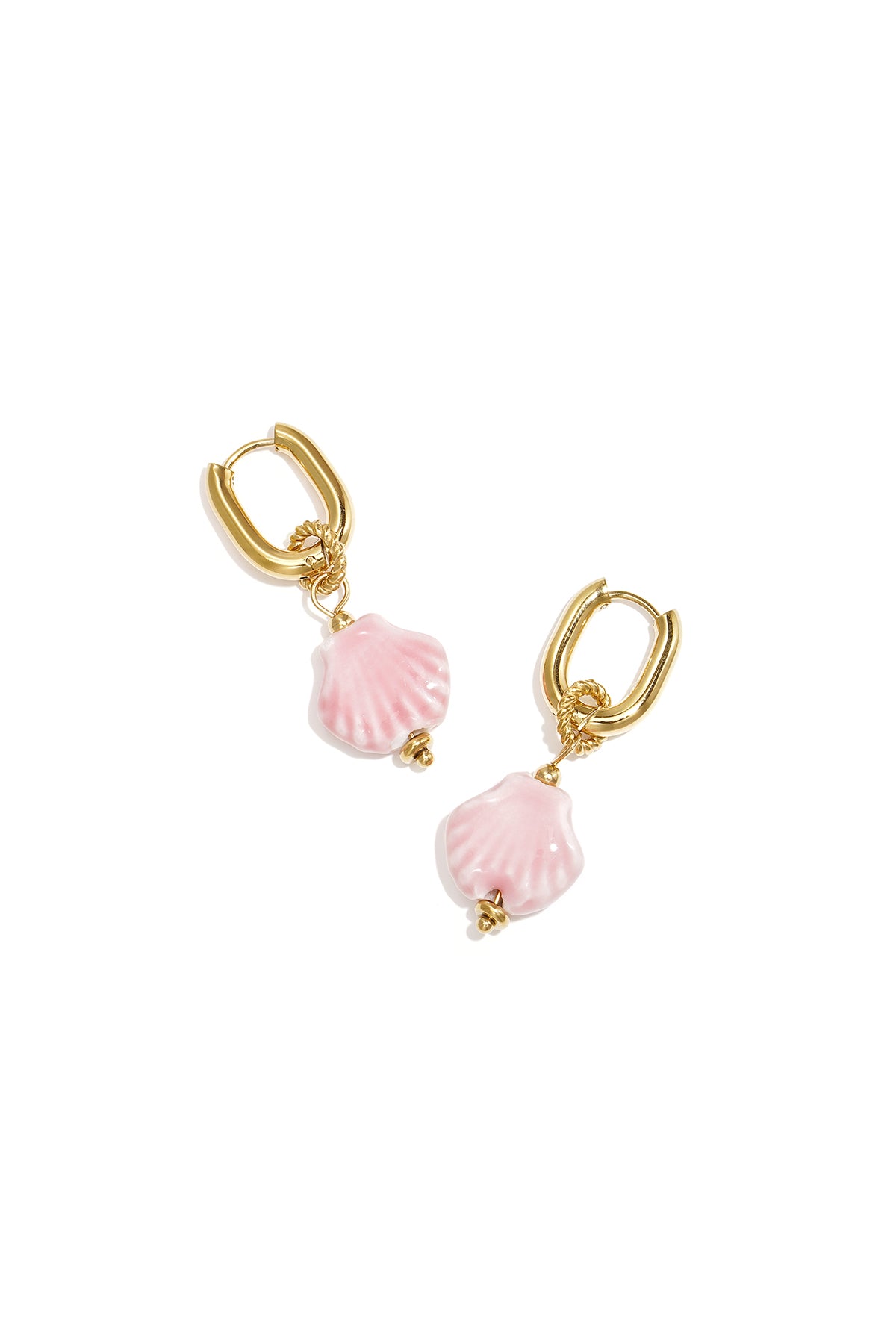 Ladies' Beaded Earrings, Stainless Steel, Ceramic with Shell Motif – Multiple Colors