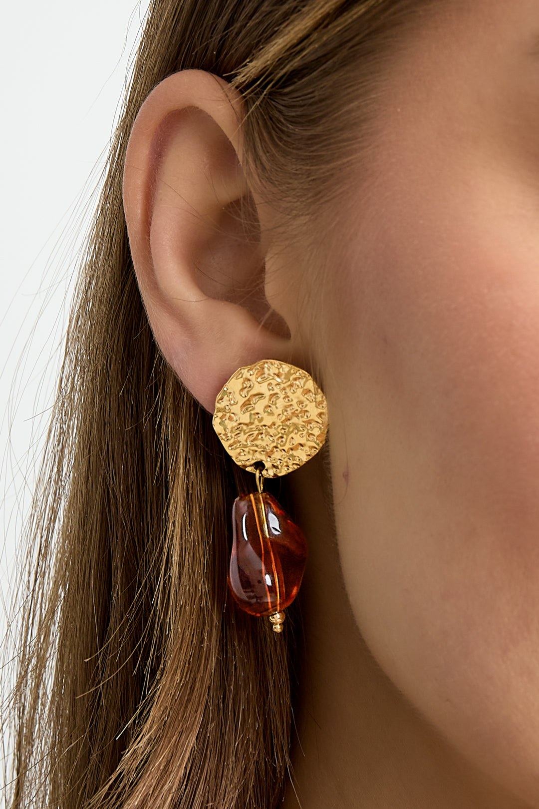 Boucles d'oreilles pendantes organiques en acier inoxydable marron foncé pour femmes – photo 3