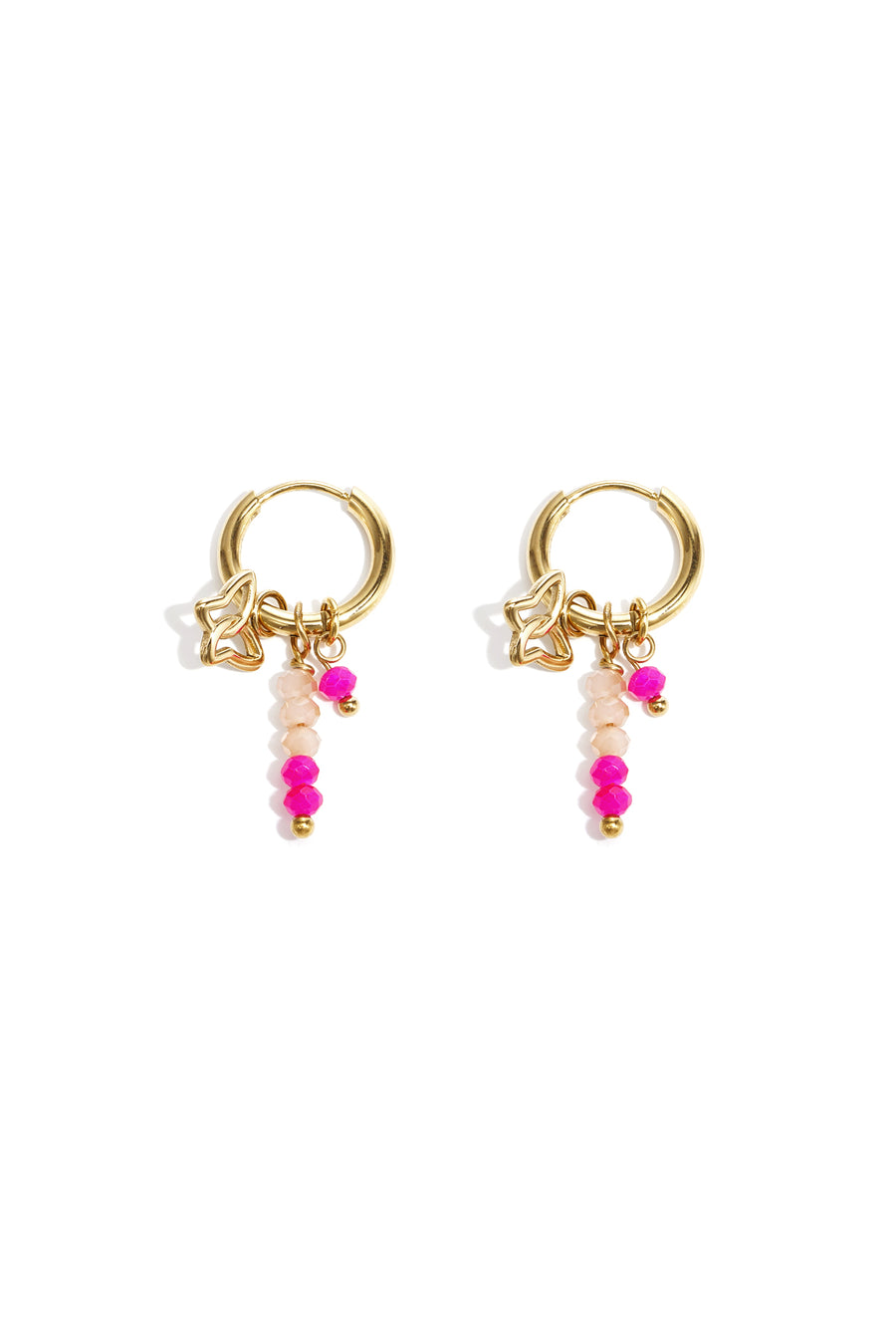 Boucles d'oreilles pendantes papillons en acier inoxydable pour femme – rose et vert