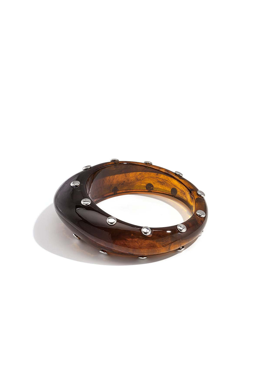 Bracelet jonc pour femme en résine à pois – noir et beige pour un usage quotidien