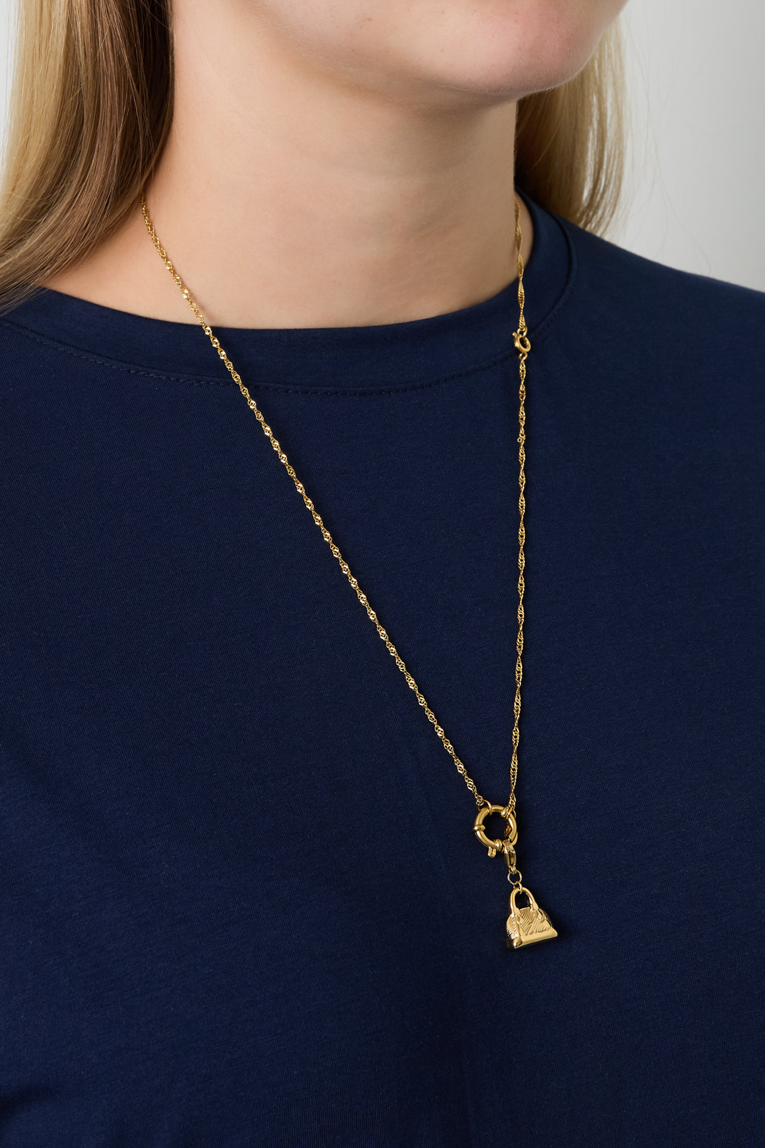 Women's Stainless Steel Toggle Chain Necklace with Link Detail – Gold Tone – image 2