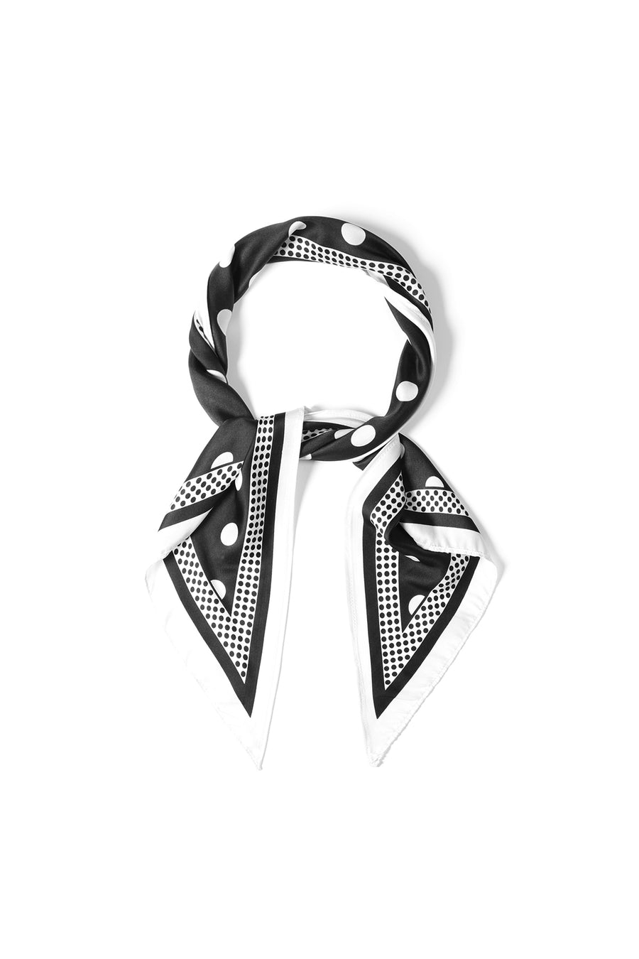 Écharpe d'été à pois 100 % polyester pour femme – noir et beige