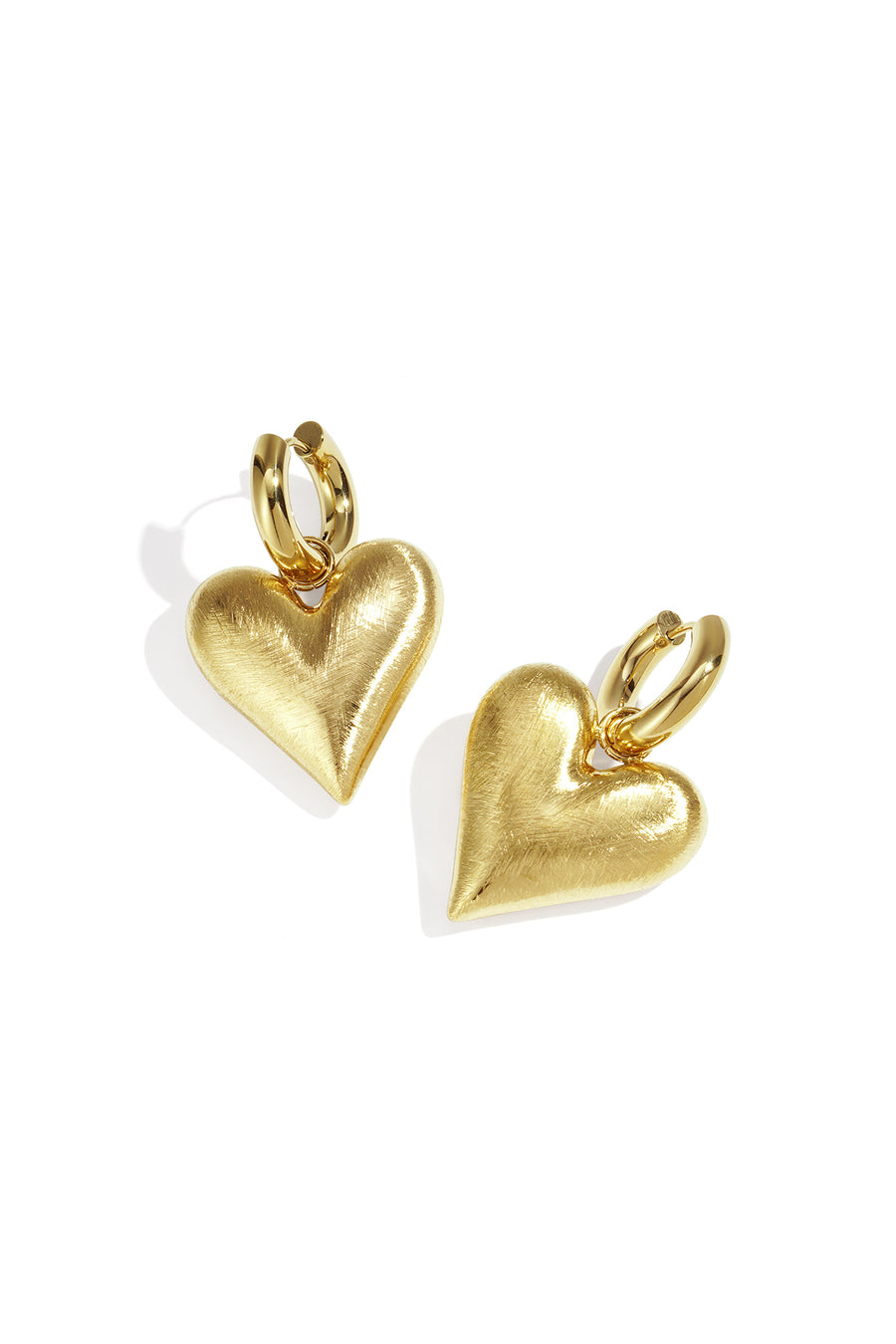 Boucles d'oreilles pendantes en acier inoxydable 304 avec cœur pour femmes – Doré