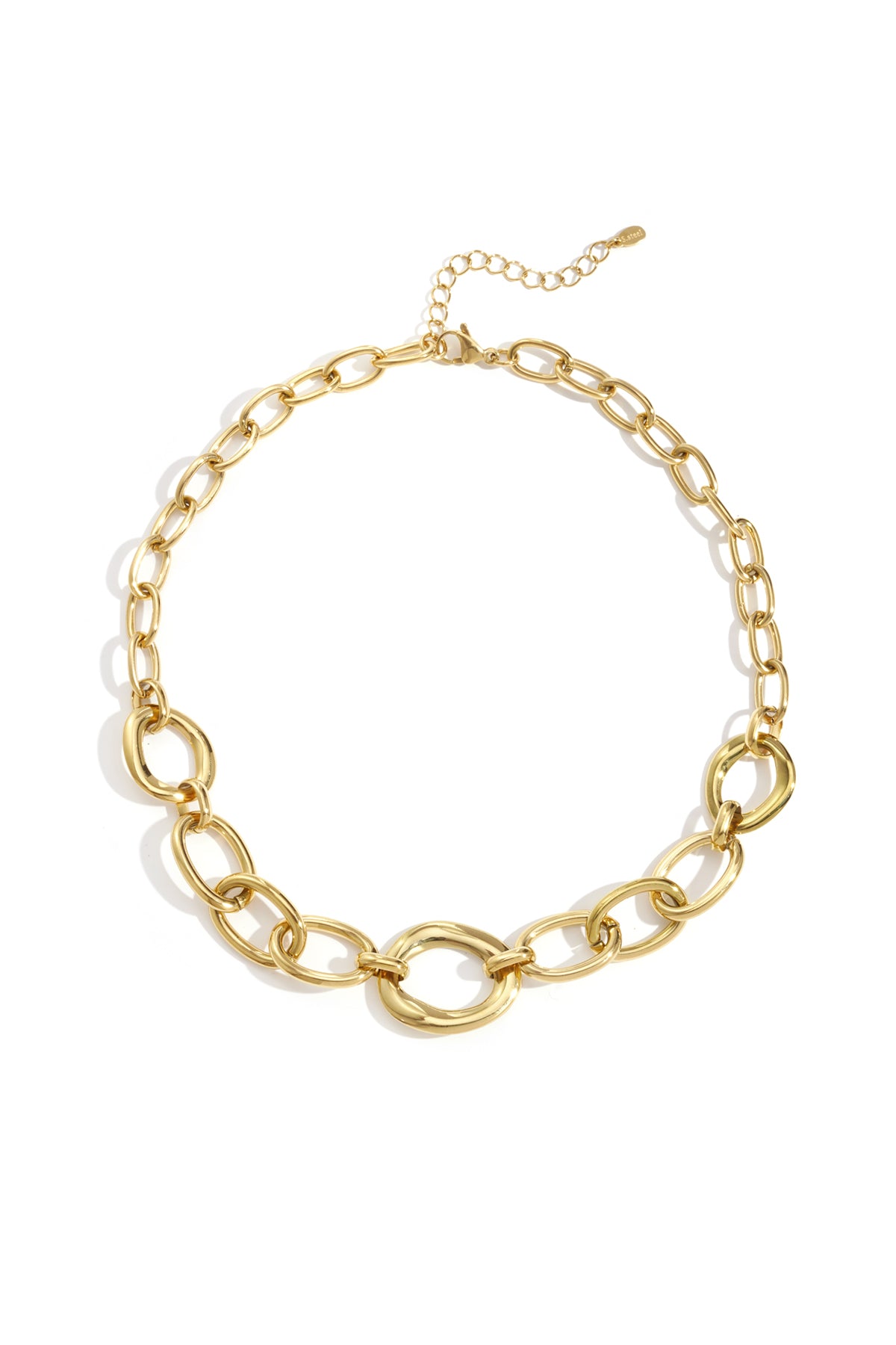 Women's Stainless Steel Chain Necklace with Link Detail – Multiple Colors