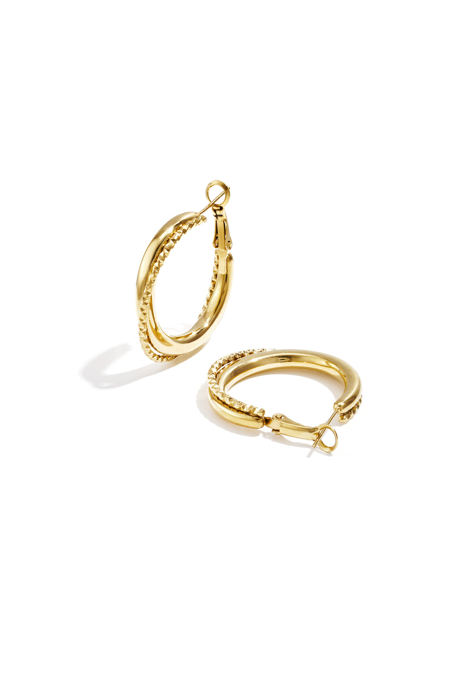 Boucles d'oreilles rondes en acier inoxydable pour femmes - couleur or et couleur argent