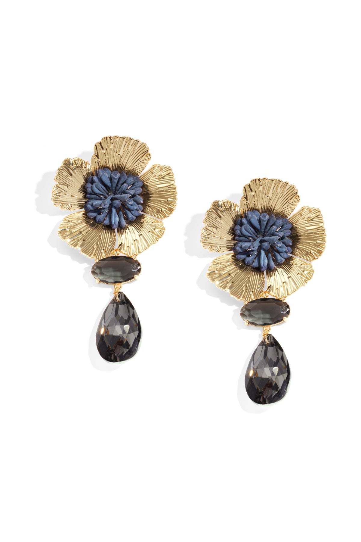 Boucles d'oreilles pendantes pour femmes en métal, résine, imitation zircon, verre avec motif floral