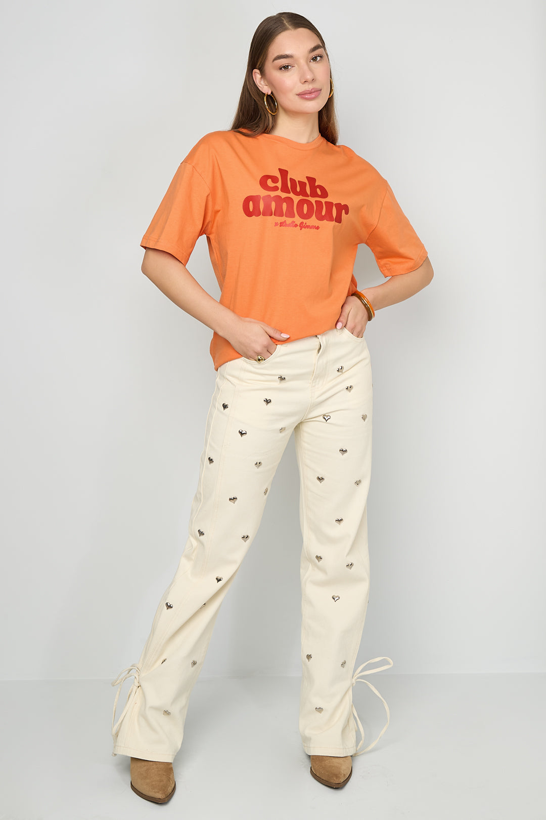 Dames Club Amour T-shirt van katoen met tekst – productfoto 5