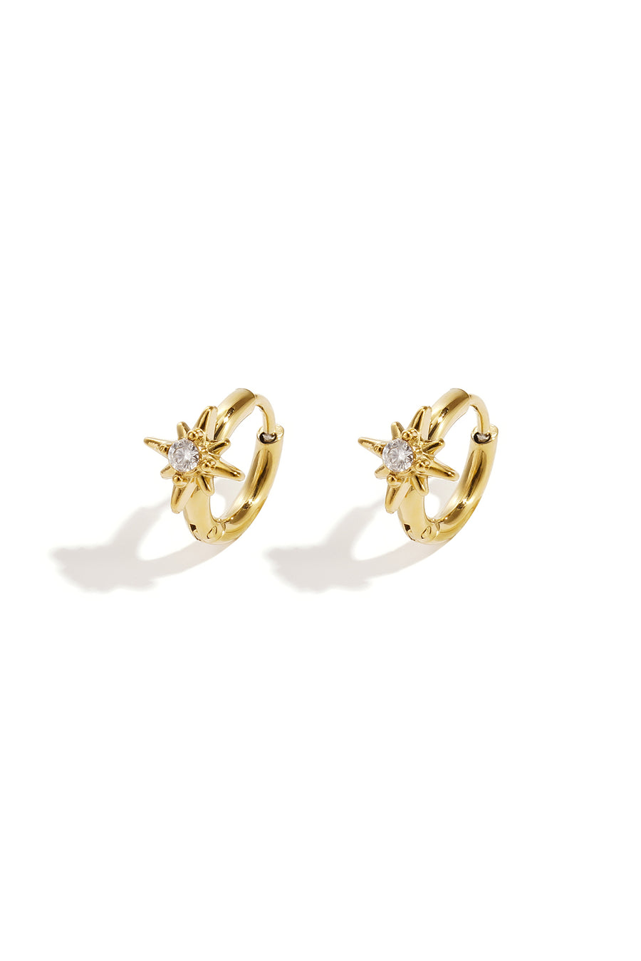 Women's Stainless Steel Star Hoop Earrings - Gold-Colored