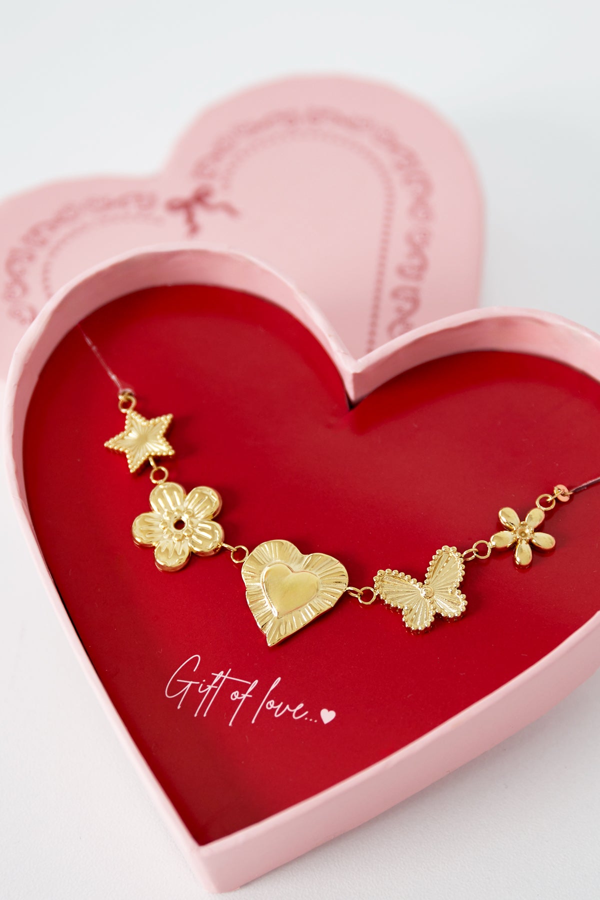 Collier en acier inoxydable avec pendentif cœur pour femme – doré – photo 2
