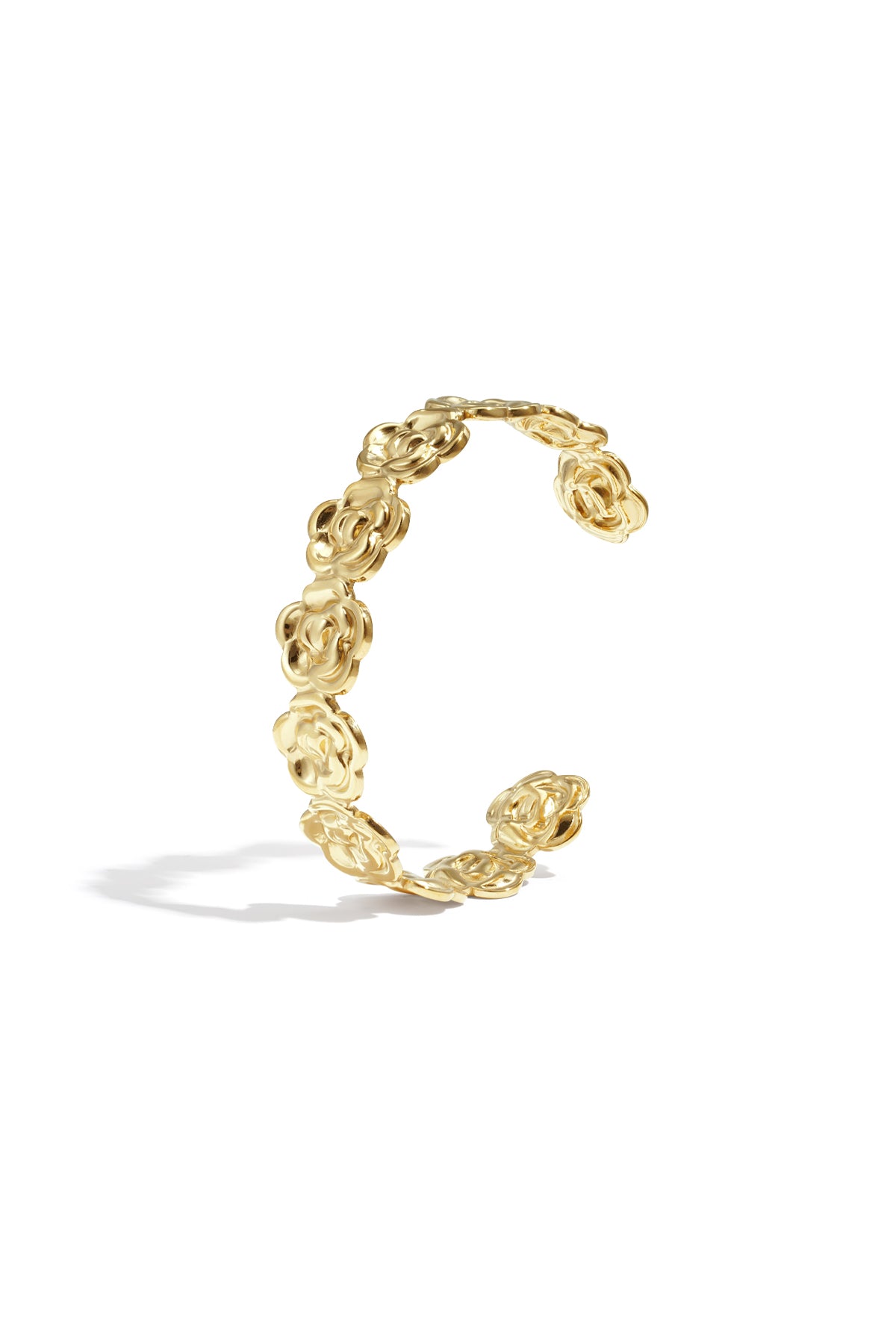 Bracelet jonc pour femmes en acier inoxydable avec motif floral – couleur or et argent