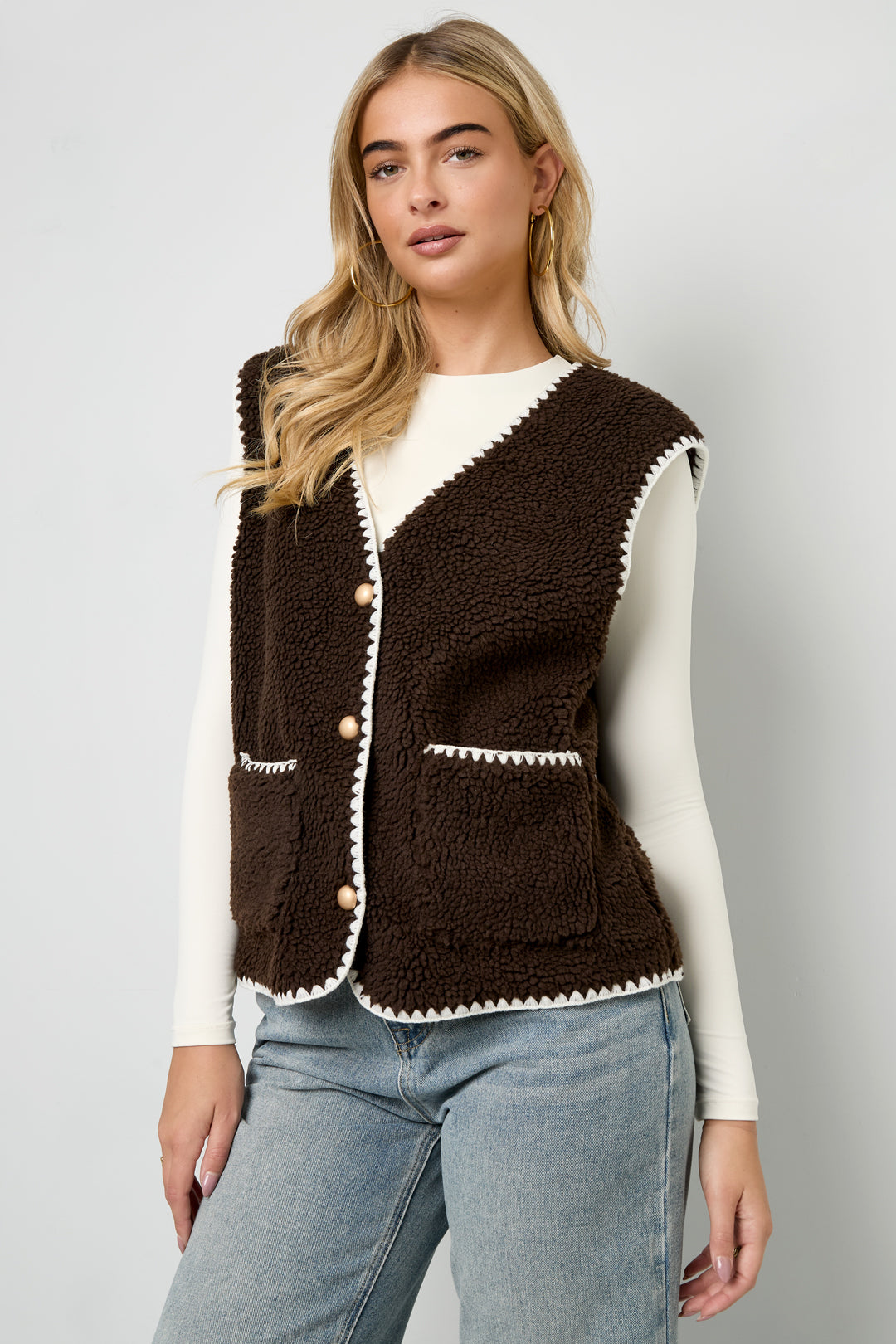 Dames Zoe gilet van polyester met kleurcontrast – productfoto 4