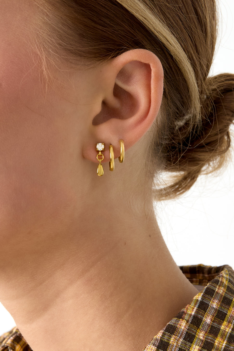 Women's Stainless Steel Teardrop Dangle Earrings – Gold and Silver Tone
