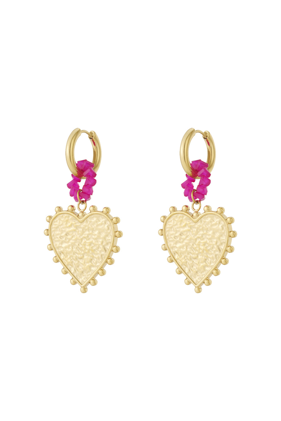 Boucles d'oreilles pendantes pour femmes en acier inoxydable, cristal et cœur – doré