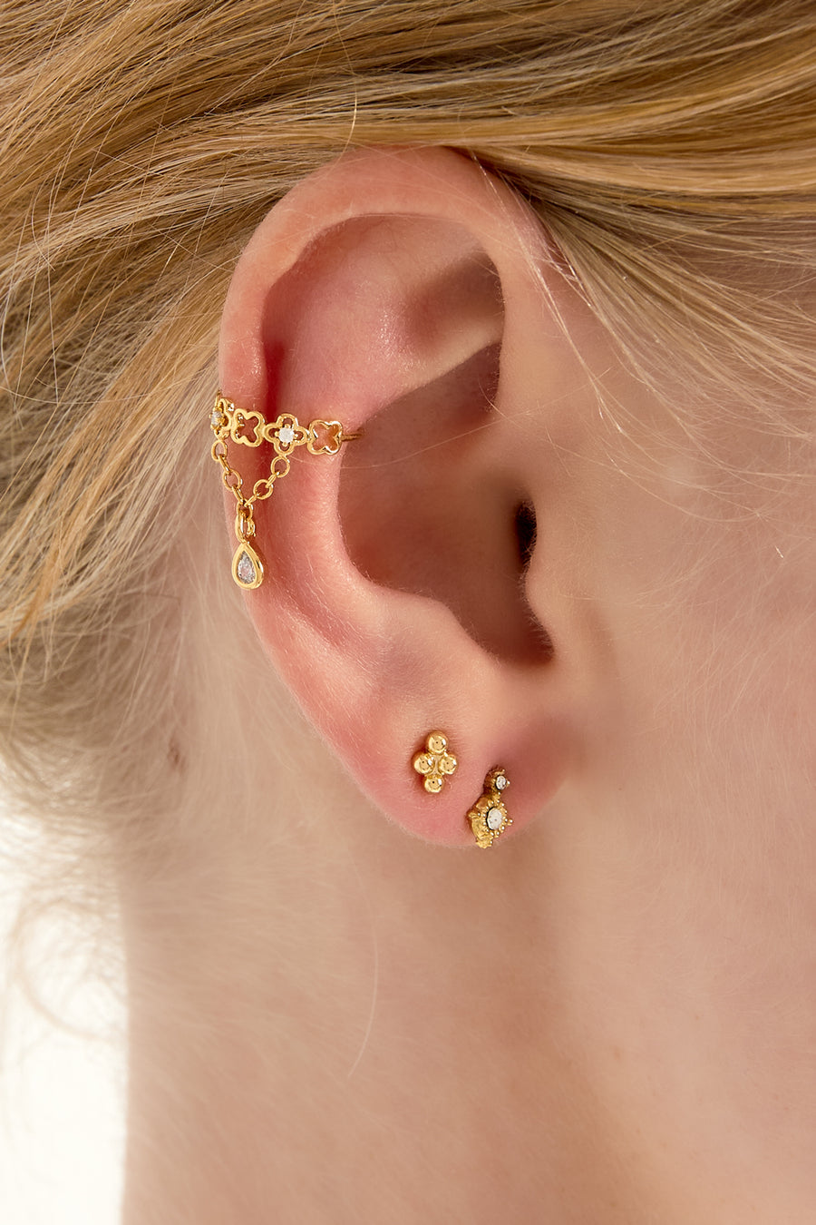 Ear cuff pour femme en cuivre de forme organique – coloris doré et argenté
