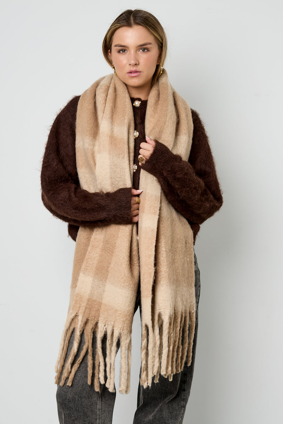 Écharpe d'hiver 100 % polyester pour femme à motif écossais – plusieurs coloris