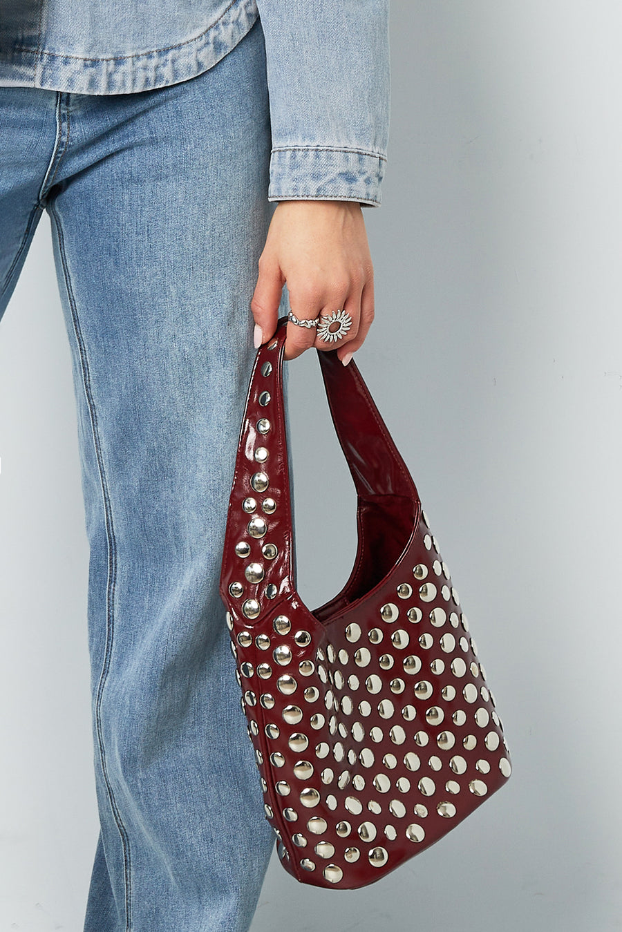 Sac à main femme 90% PU, 10% métal au design uni – noir