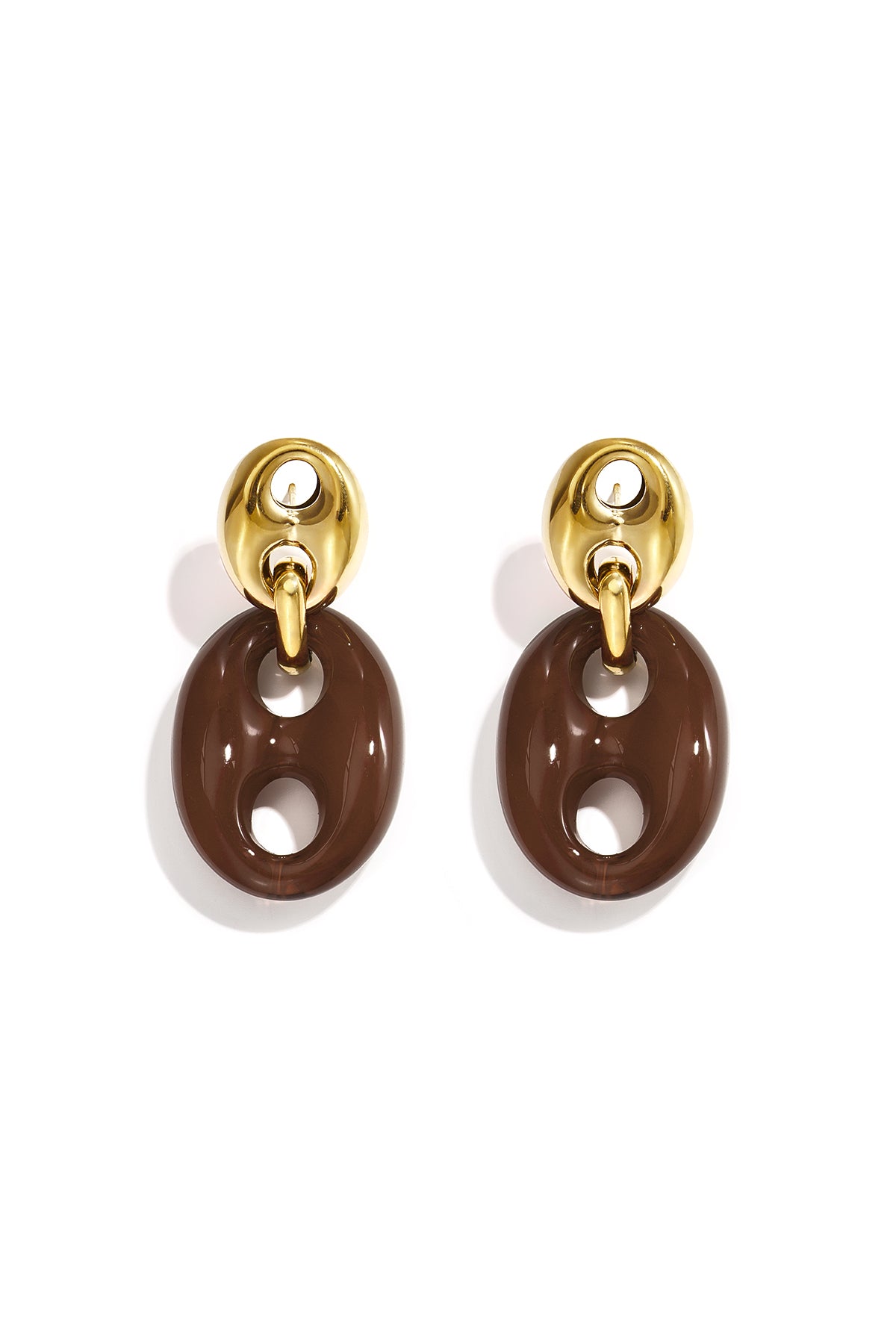Boucles d'oreilles pendantes en acier inoxydable et acrylique de forme géométrique pour femmes – marron foncé et rose vif
