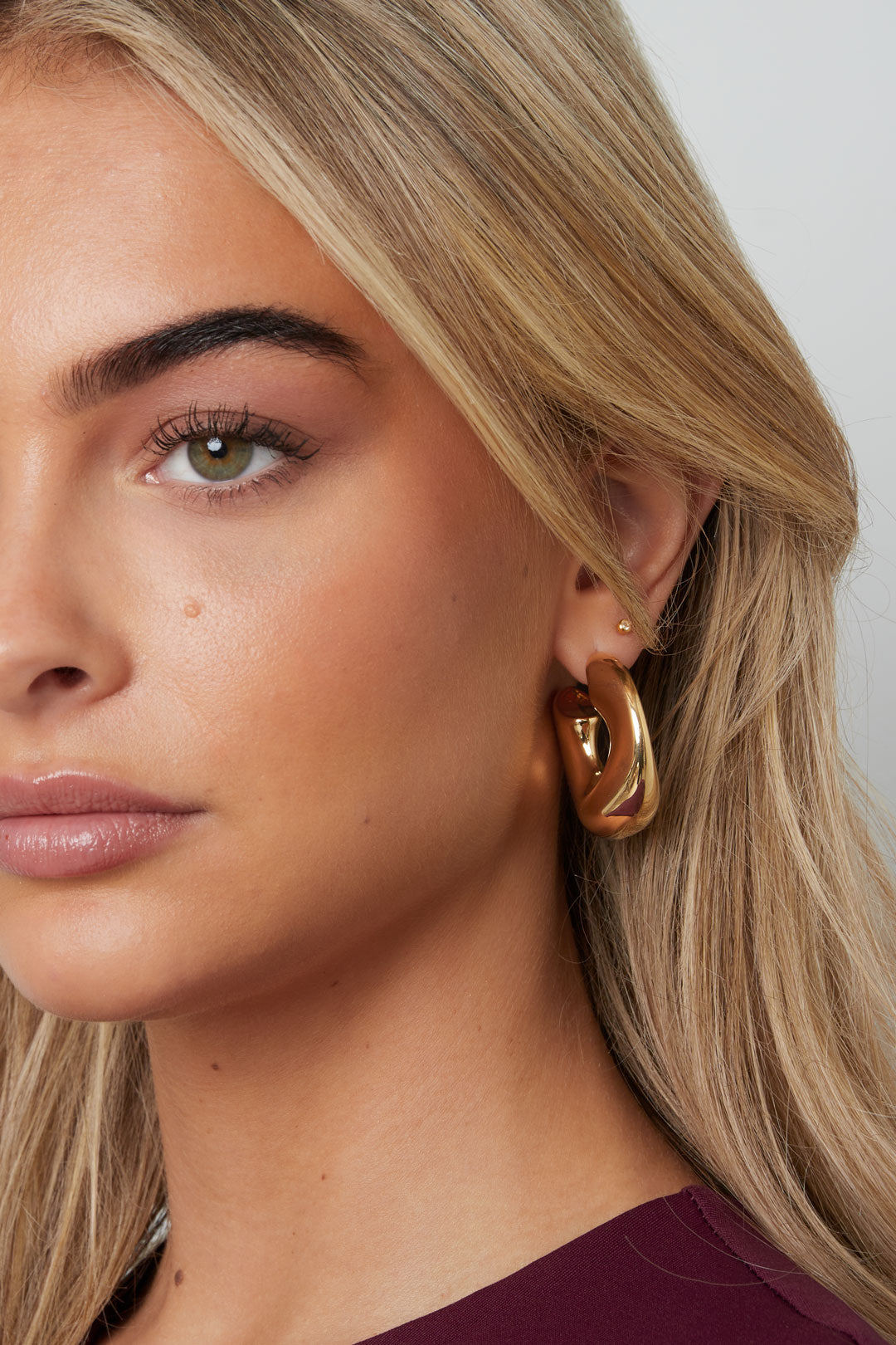 Women's Stainless Steel Round Hoop Earrings – Gold and Silver Tone – image 2