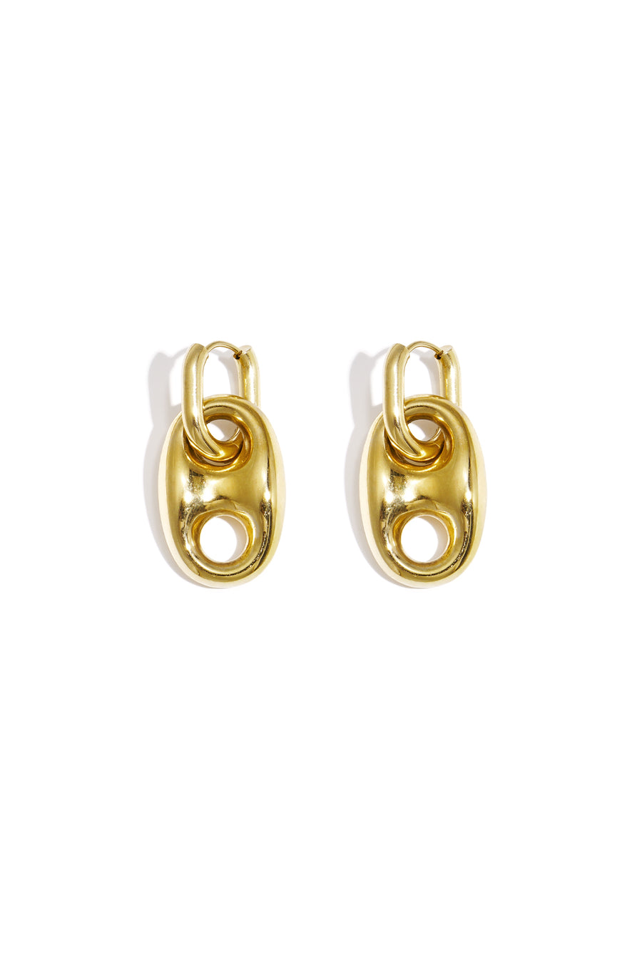 Women's Stainless Steel Drop Earrings with Organic Shape – Gold-Colored