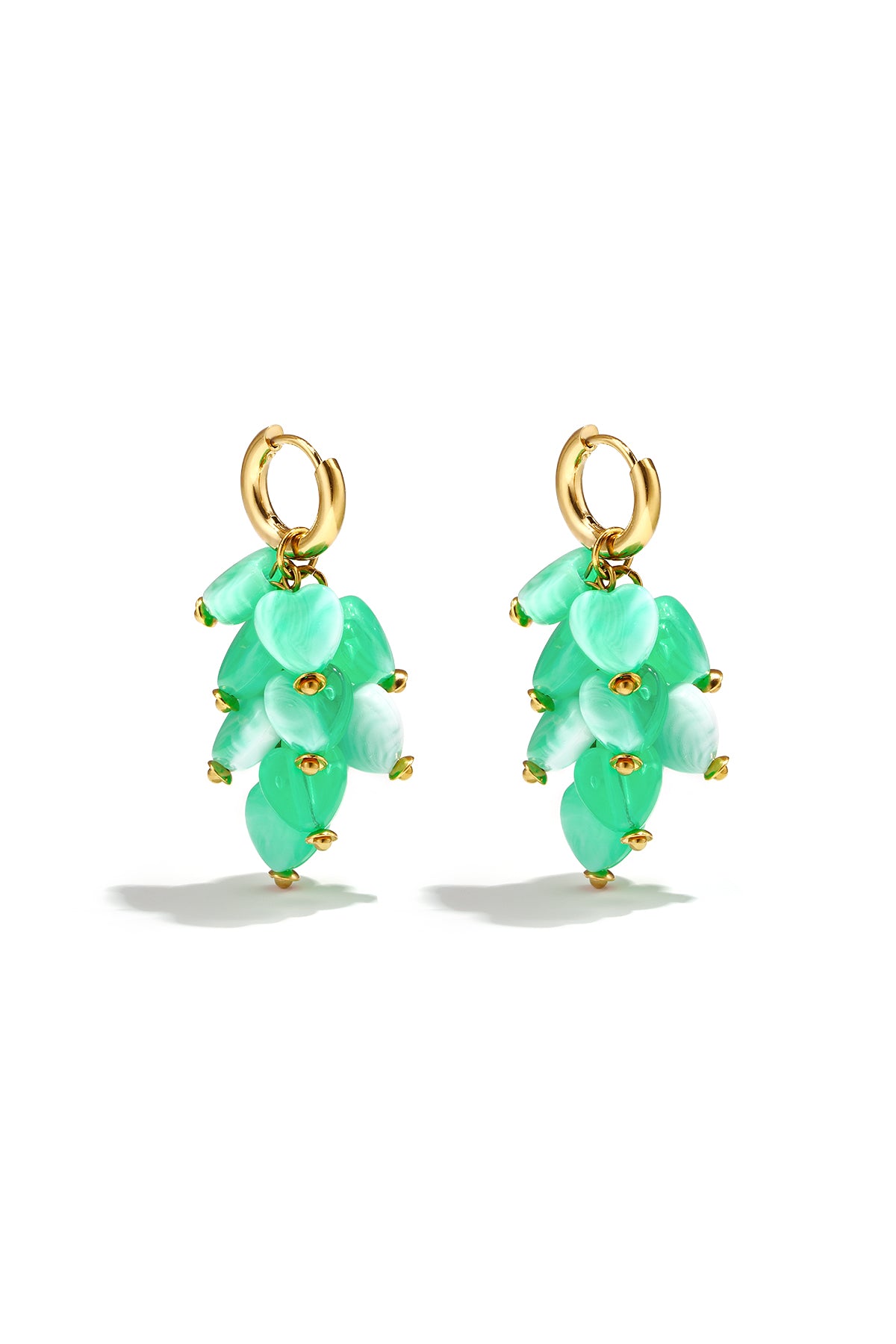 Boucles d'oreilles pendantes pour femmes en acier inoxydable, acrylique avec cœur – plusieurs couleurs