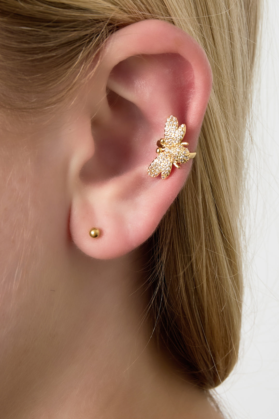 Women's copper ear cuff with animal motif – gold- and silver-coloured – image 2