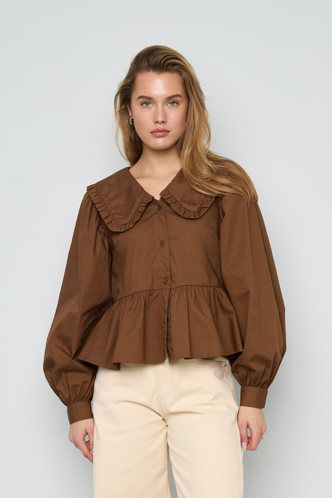 Dames casual blouse van geweven katoen in drie kleuren – productfoto 6