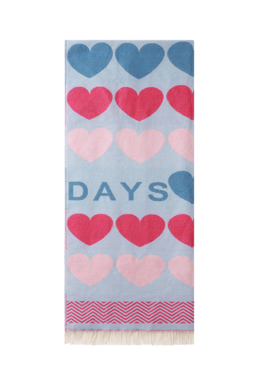 Écharpe d'hiver pour femmes 70 % acrylique, 30 % polyester à motif cœurs – bleu et vert