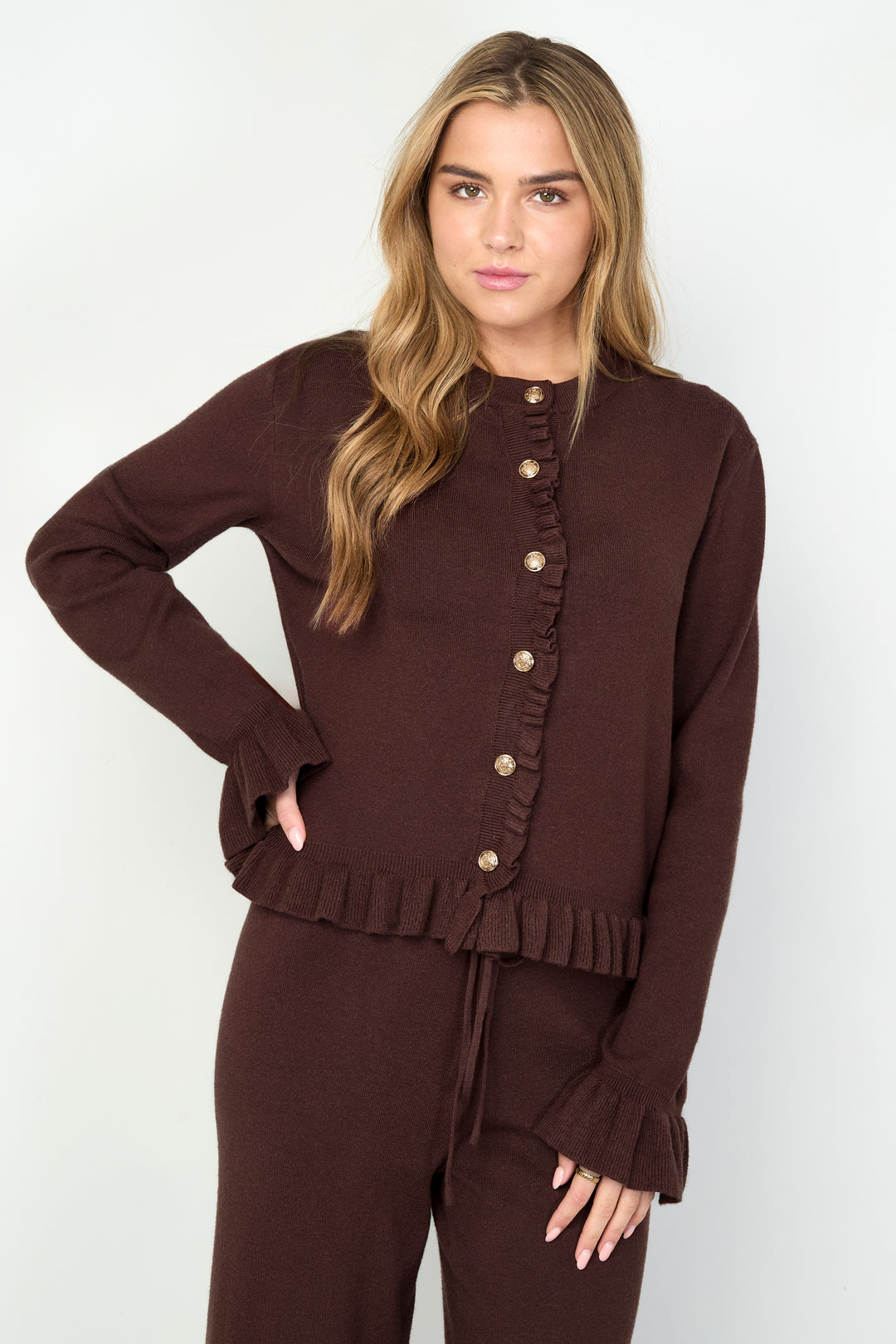 Dames Loving ruffle cardigan in drie kleuren – productfoto 3