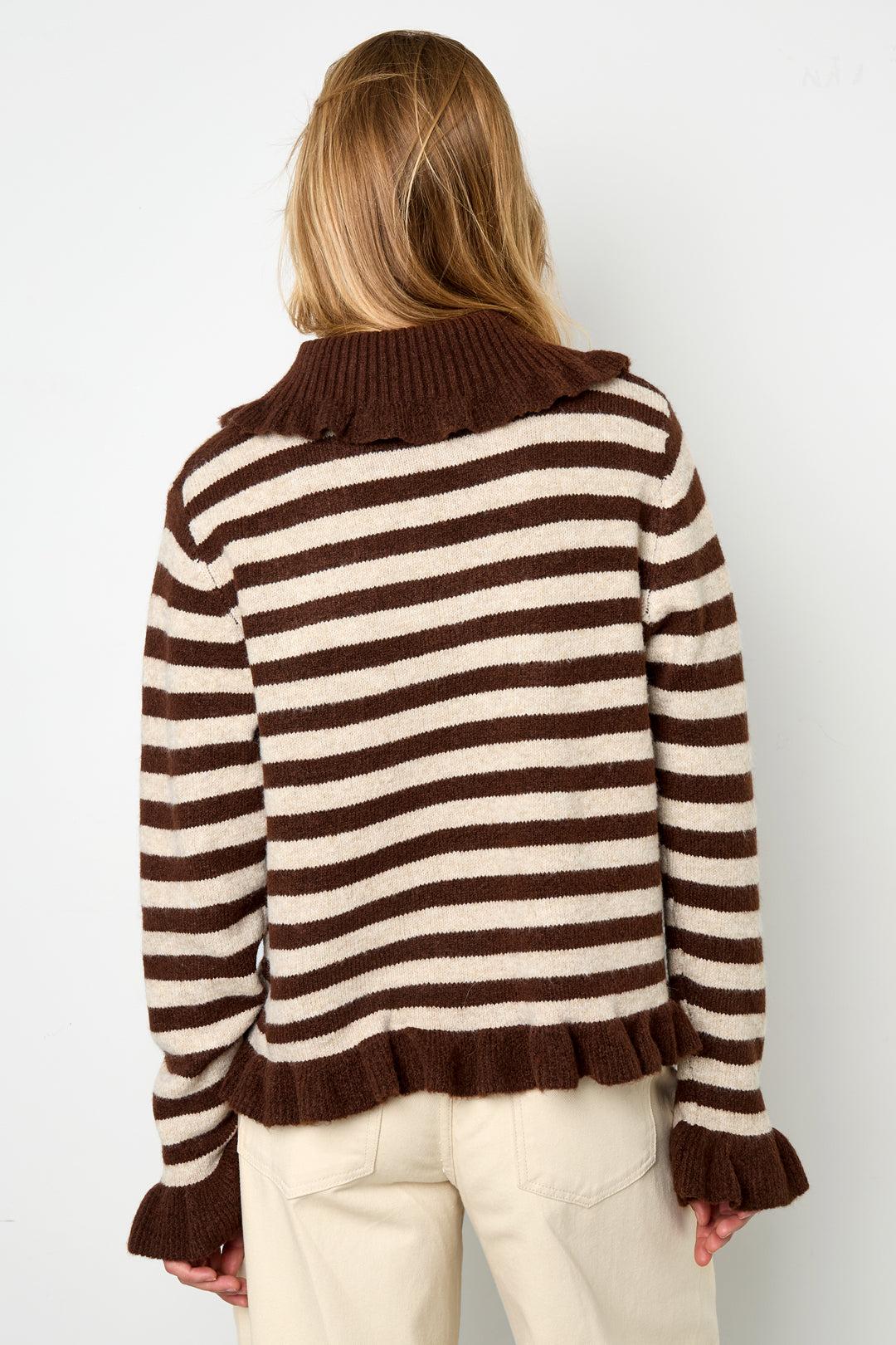 Dames casual cardigan van polyester met strepen – productfoto 10