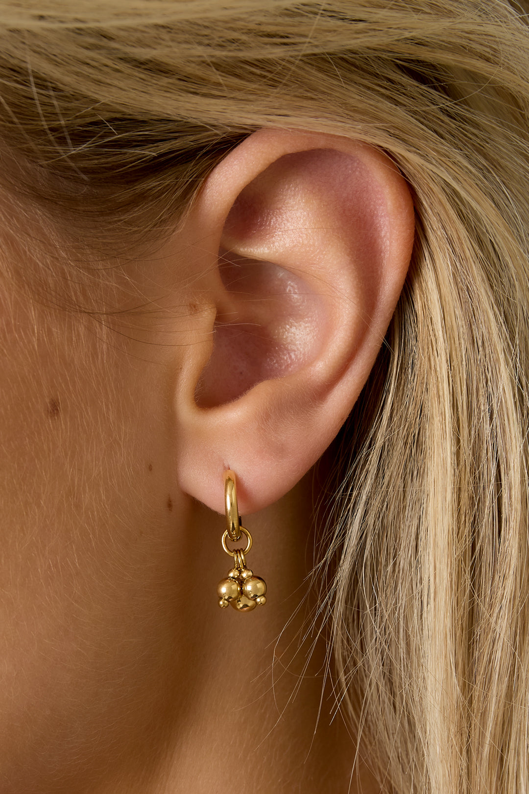 Boucles d'oreilles pendantes en acier inoxydable pour femmes avec forme organique et pois – photo 2