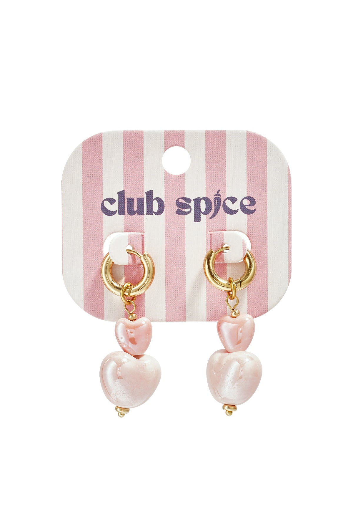 Boucles d'oreilles pendantes pour femmes en acier inoxydable, céramique avec cœur – rose – photo 3