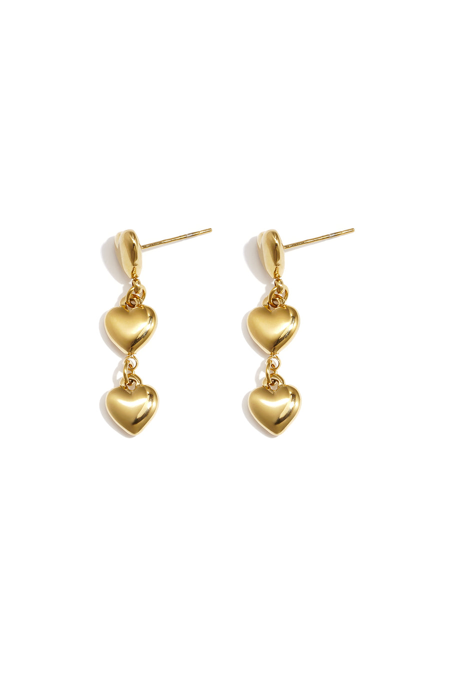 Women's Stainless Steel Heart Dangle Earrings – Gold-Tone