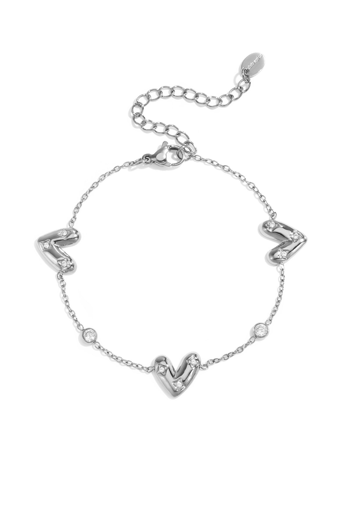 Women's stainless steel charm bracelet with heart shape - gold and silver colored