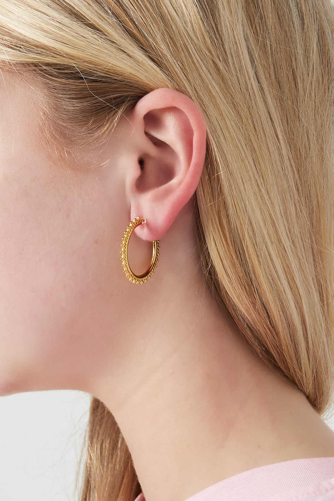Women's Stainless Steel Organic-Shaped Clip-On Earrings – Gold Tone – image 2