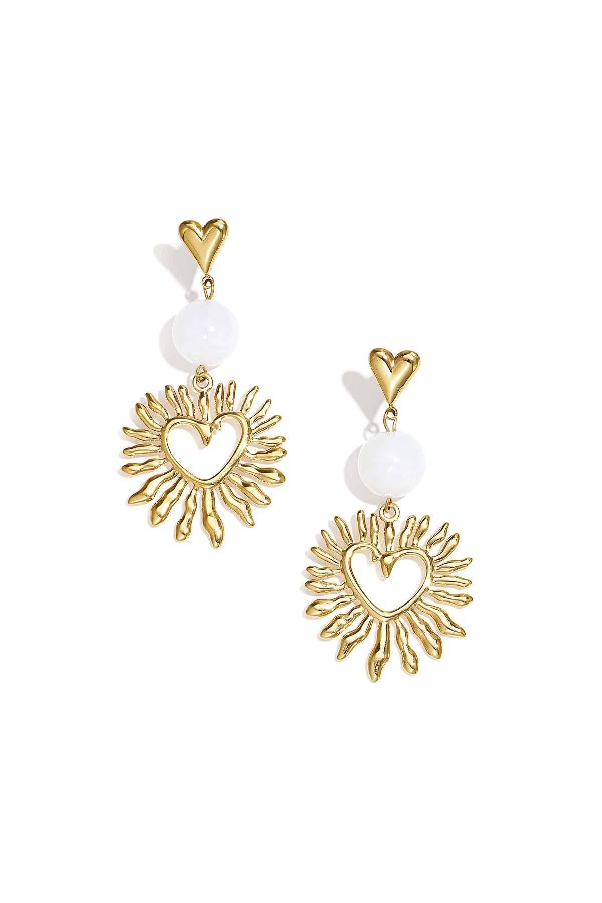 Boucles d'oreilles pendantes en acier inoxydable en forme de cœur pour femme – rouge rosé et vert
