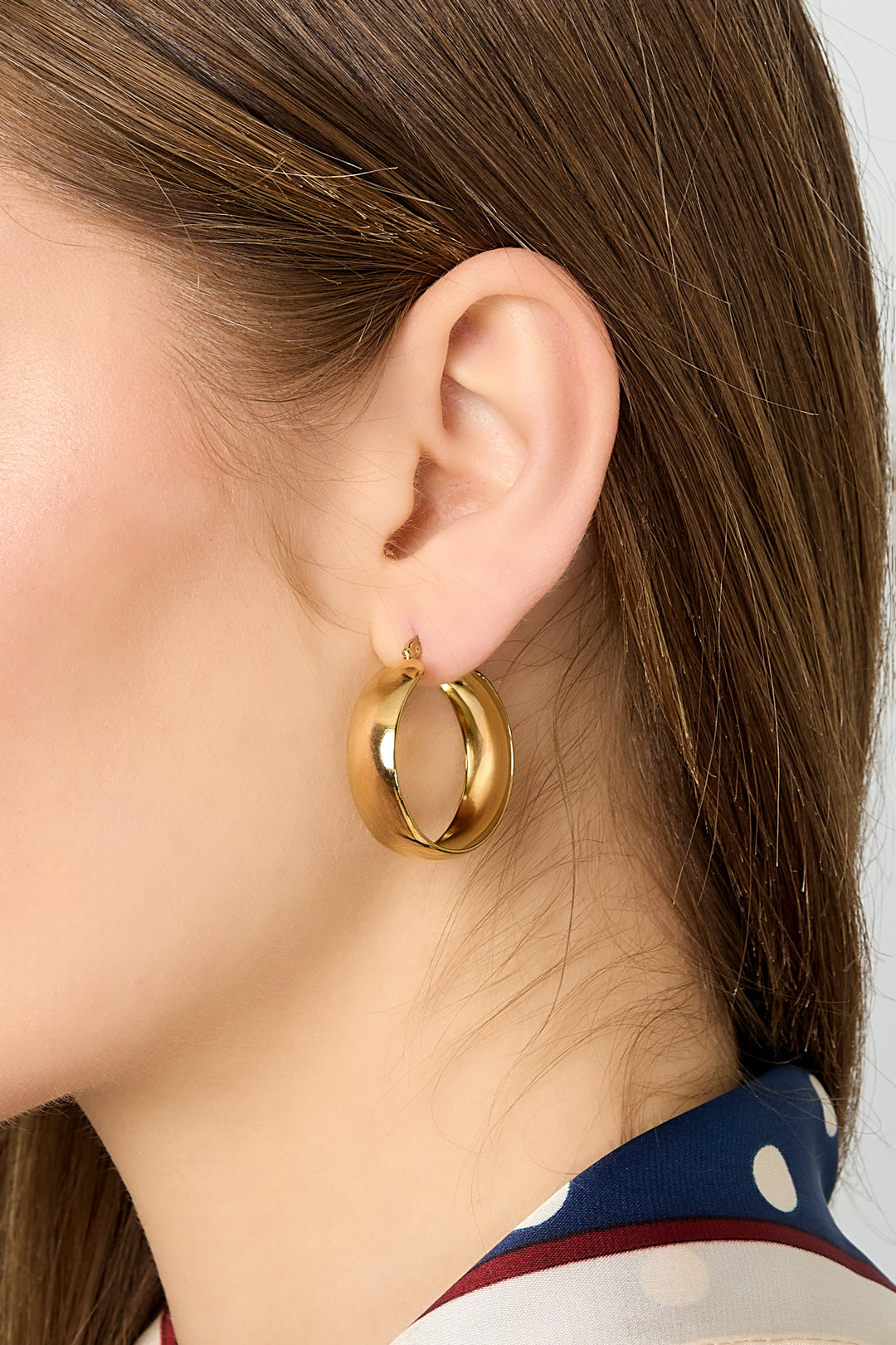 Women's Round Stainless Steel Hoop Earrings – Gold and Silver Tone – image 3